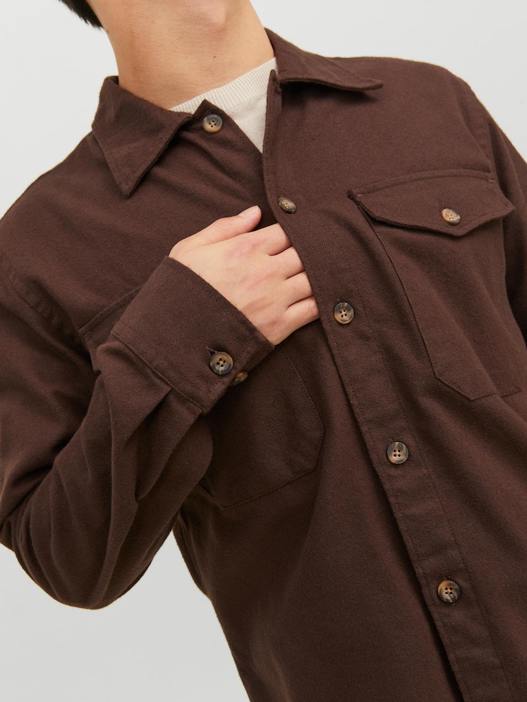 EDDIE SOLID OVERSHIRT - SEAL BROWN