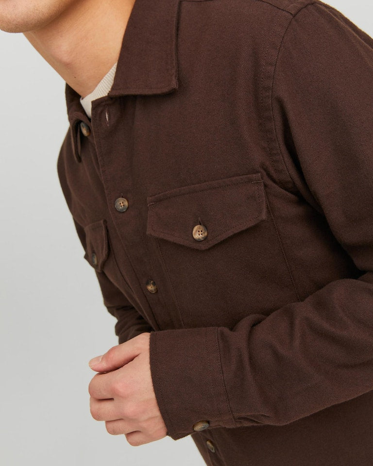 EDDIE SOLID OVERSHIRT - SEAL BROWN