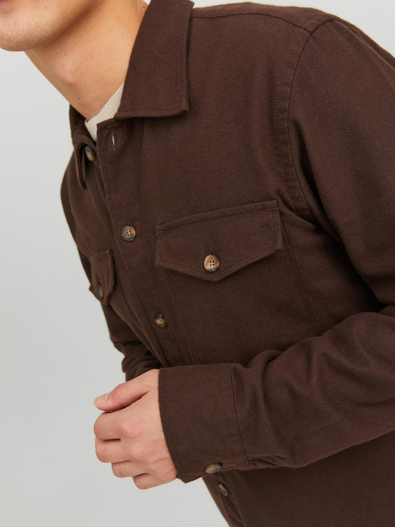 EDDIE SOLID OVERSHIRT - SEAL BROWN