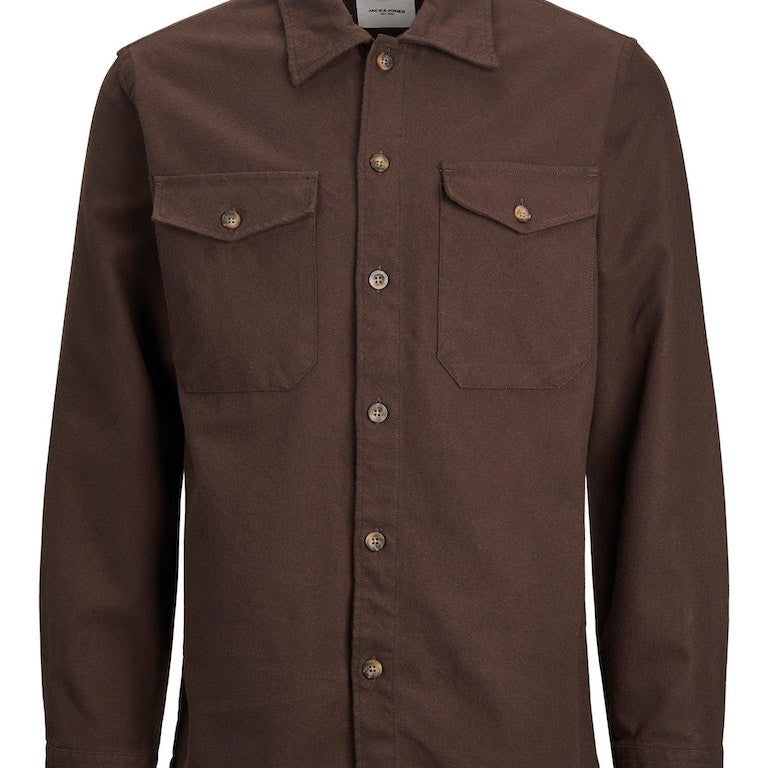 EDDIE SOLID OVERSHIRT - SEAL BROWN