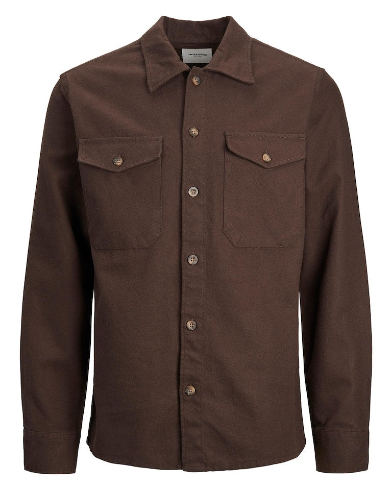 EDDIE SOLID OVERSHIRT - SEAL BROWN