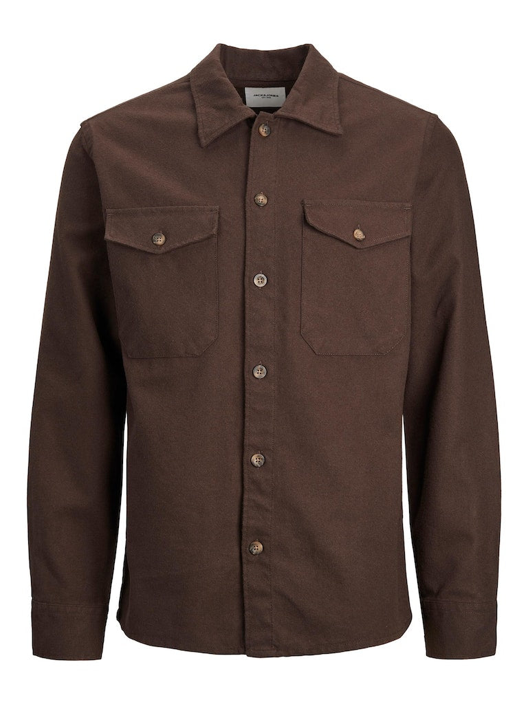 EDDIE SOLID OVERSHIRT - SEAL BROWN