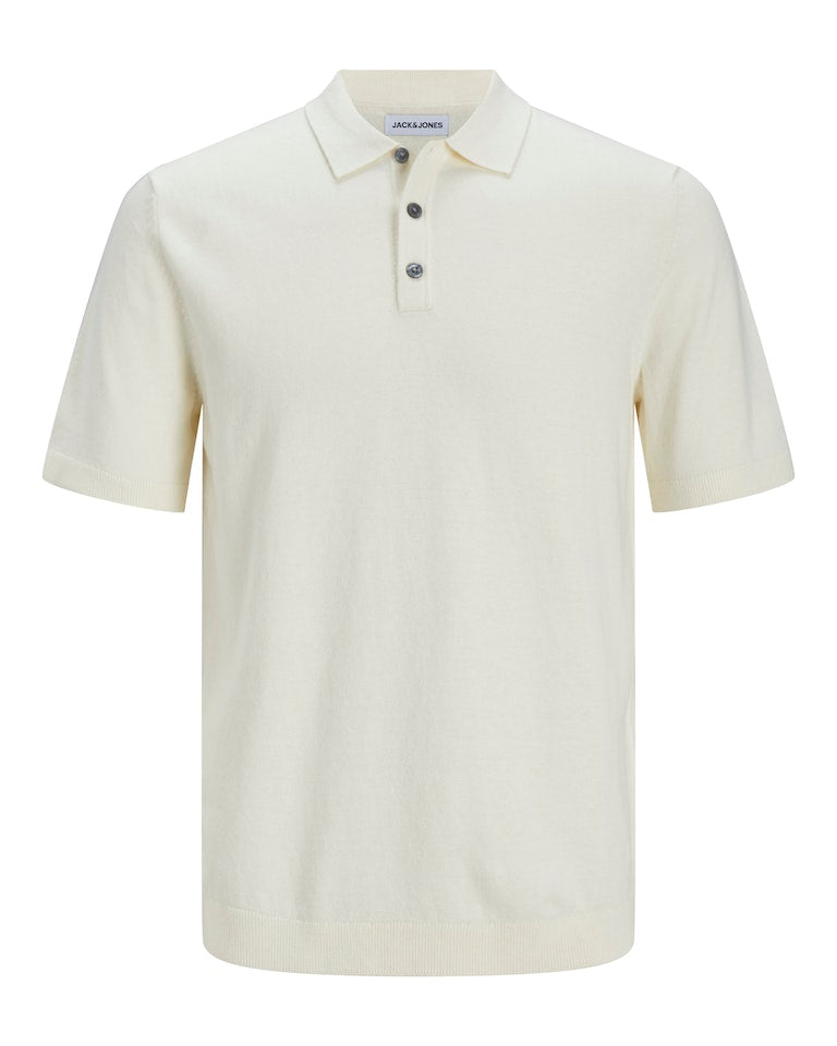 EMIL KNIT POLO SHIRT - CLOUD DANCER