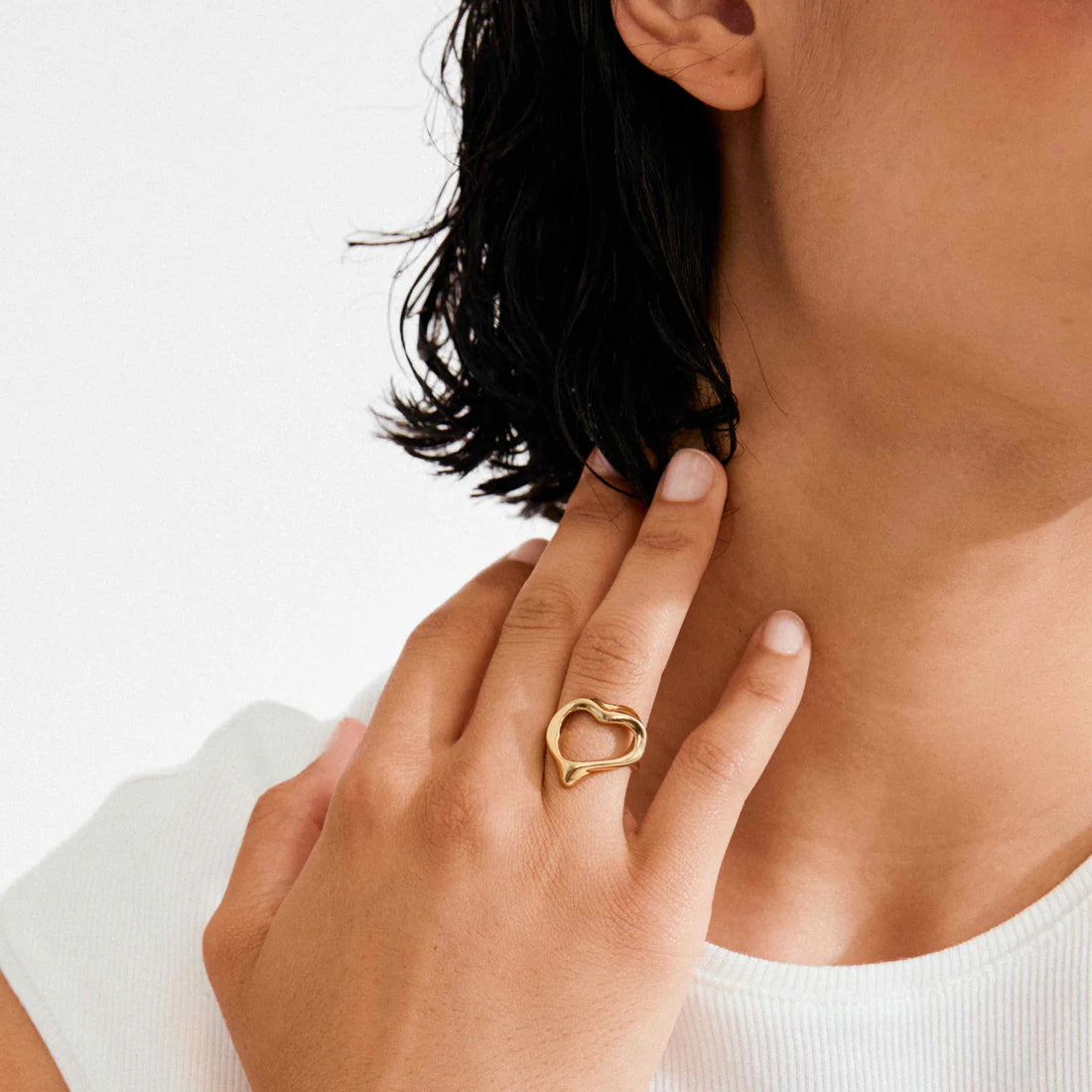 PILGRIM IRIS HEART RING - GOLD