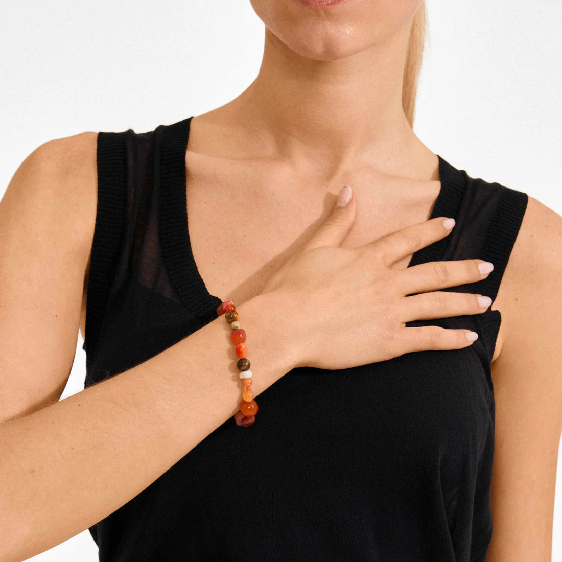 PILGRIM IRIS SEMI PRECIOUS STONES BRACELET - RED