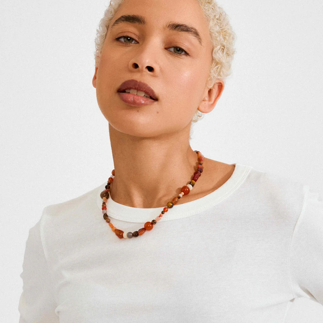 PILGRIM IRIS SEMI PRECIOUS STONES NECKLACE - RED