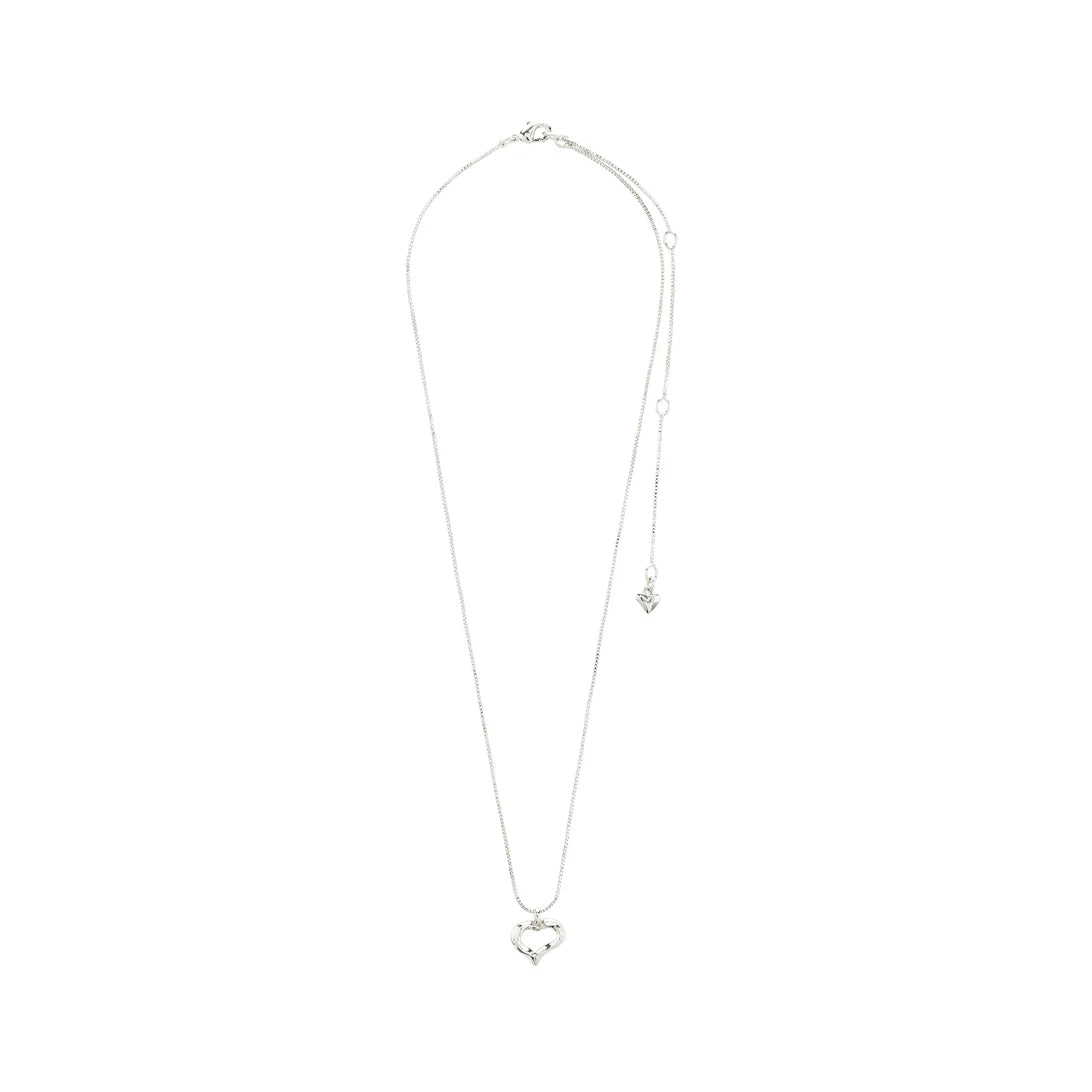 PILGRIM IRIS HEART NECKLACE - SILVER