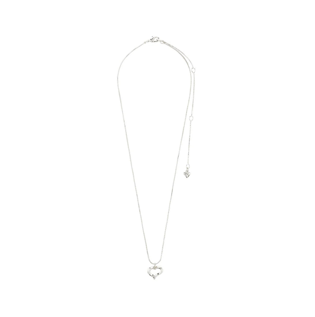 PILGRIM IRIS HEART NECKLACE - SILVER