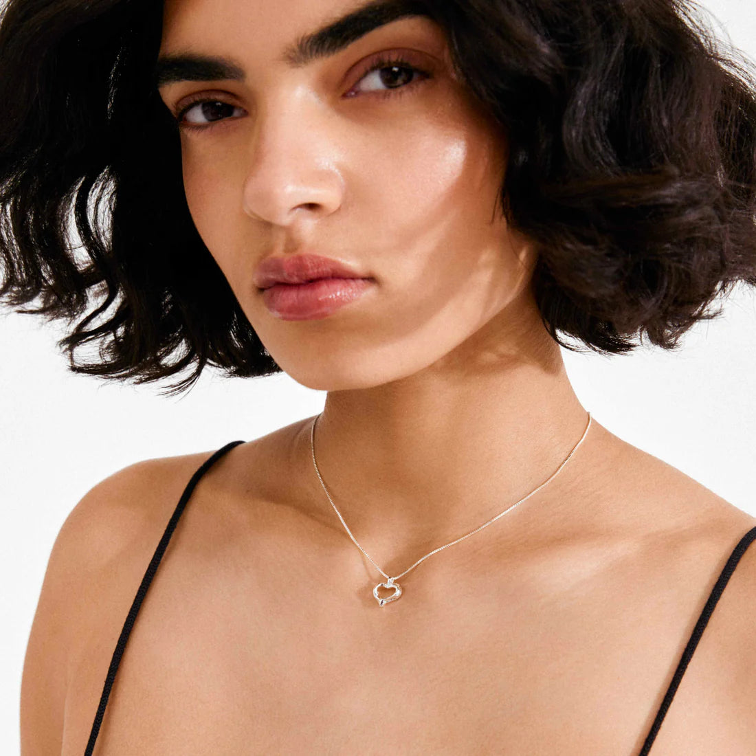 PILGRIM IRIS HEART NECKLACE - SILVER