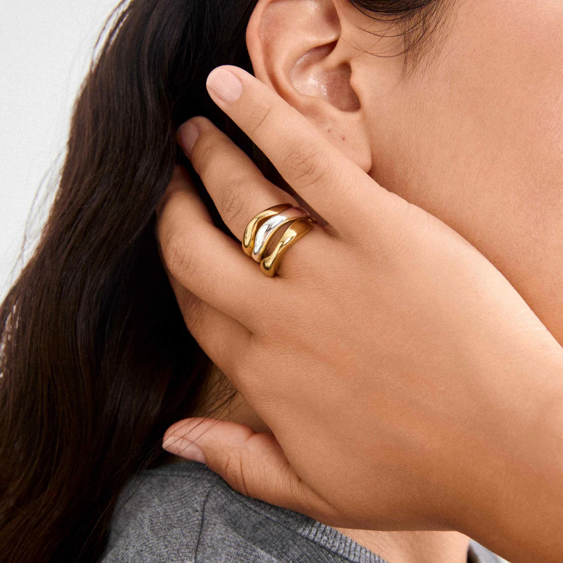 PILGRIM NOVA 3-IN-1 SET RINGS - GOLD SILVER