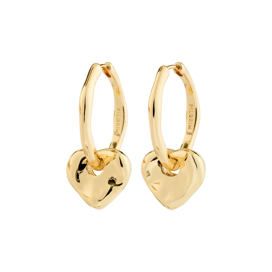 PILGRIM NOVA RECYCLED HEART HOOP EARRINGS - GOLD