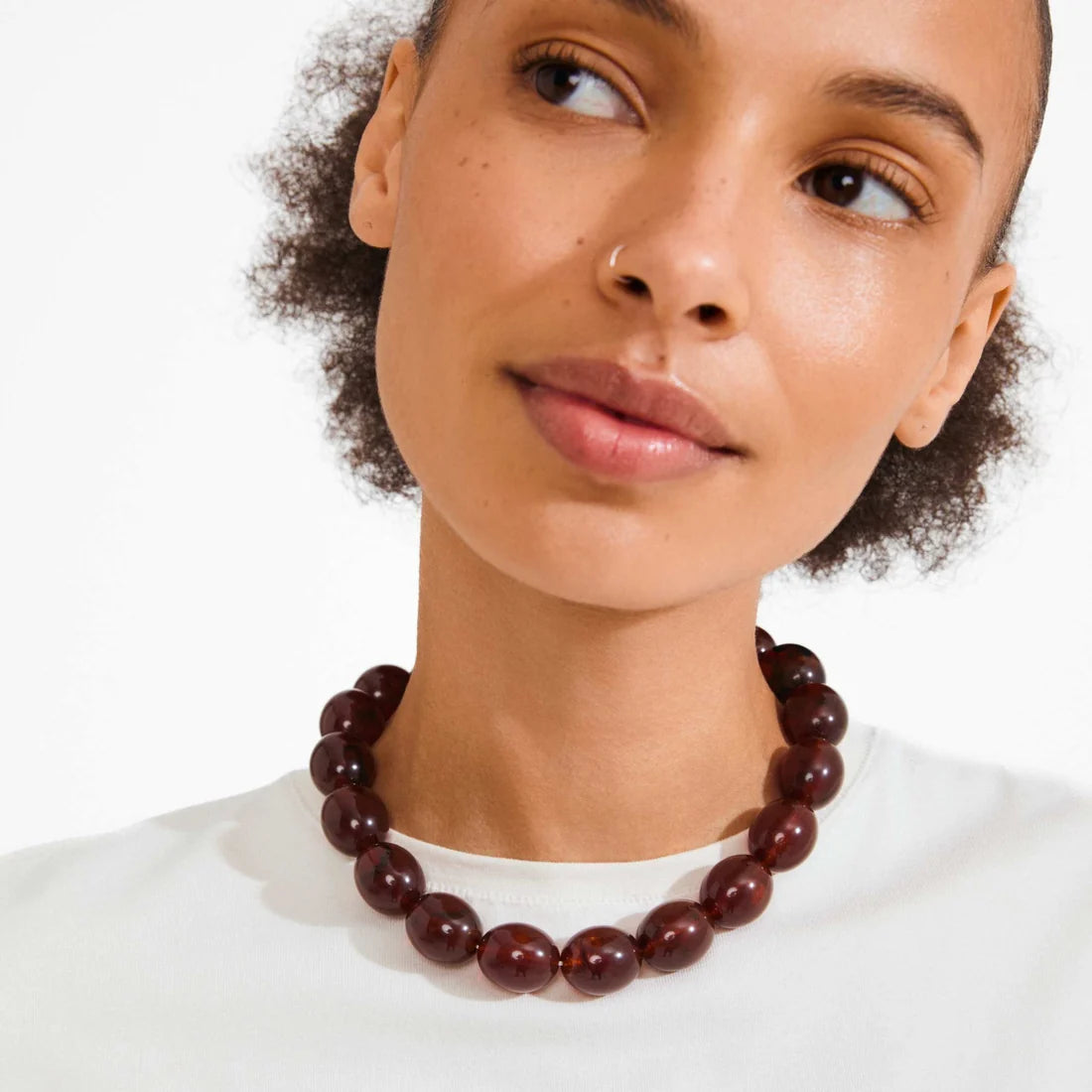 PILGRIM STILL CHUNKY NECKLACE - BROWN
