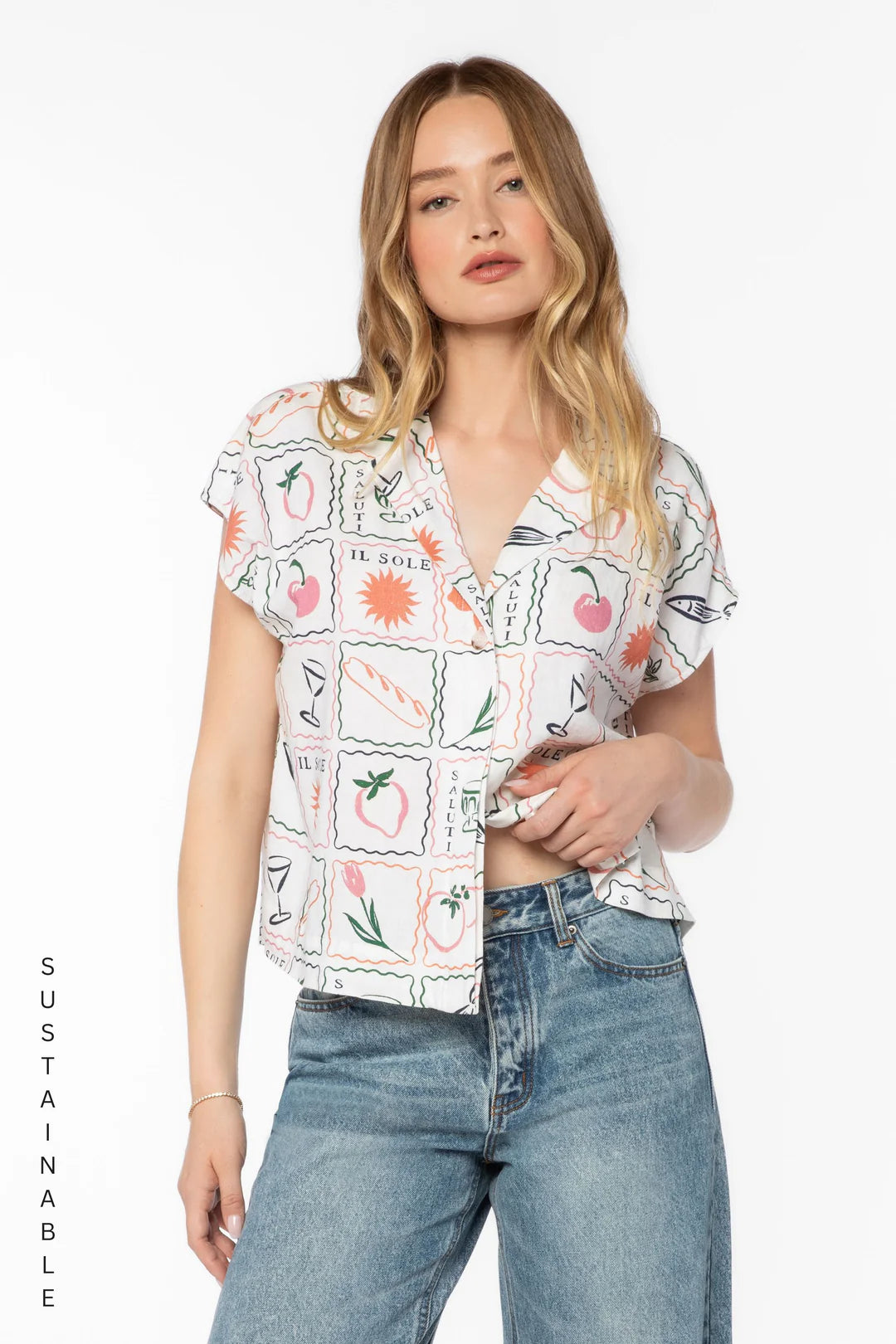 VELVET HEART LINNEA MULTI STAMP TEE - WHITE