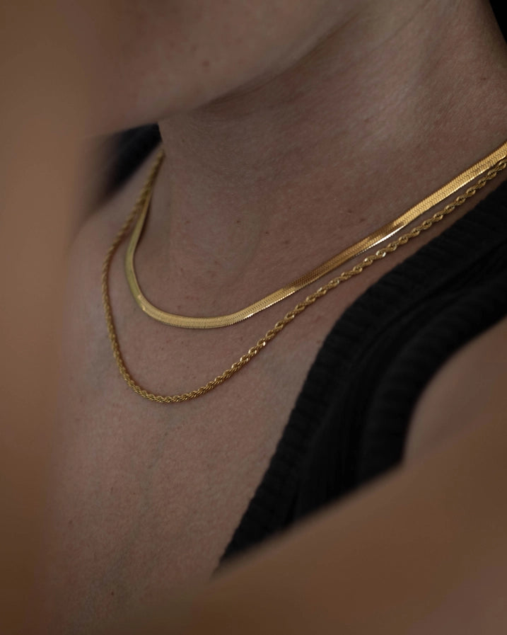 SANDRA DUAL ROPE AND SNAKE CHAIN NECKLACE - GOLD