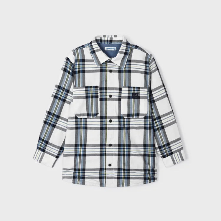 MAYORAL PLAID BUTTON UP SHIRT - BLUE