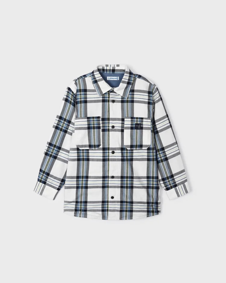 MAYORAL PLAID BUTTON UP SHIRT - BLUE