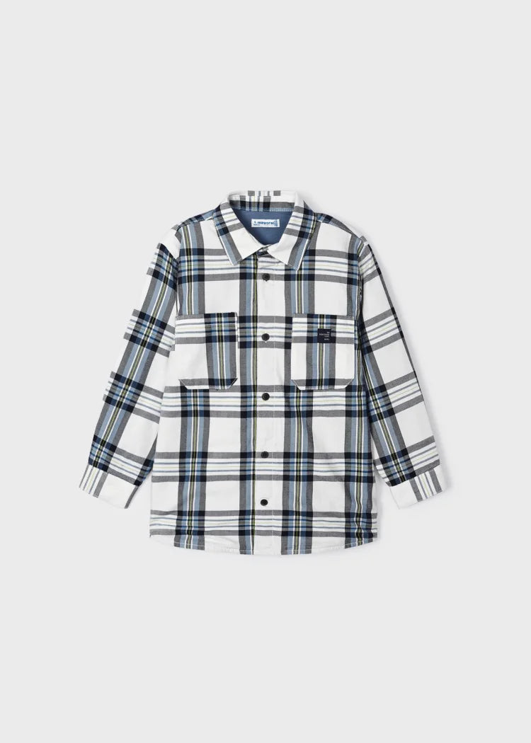 MAYORAL PLAID BUTTON UP SHIRT - BLUE