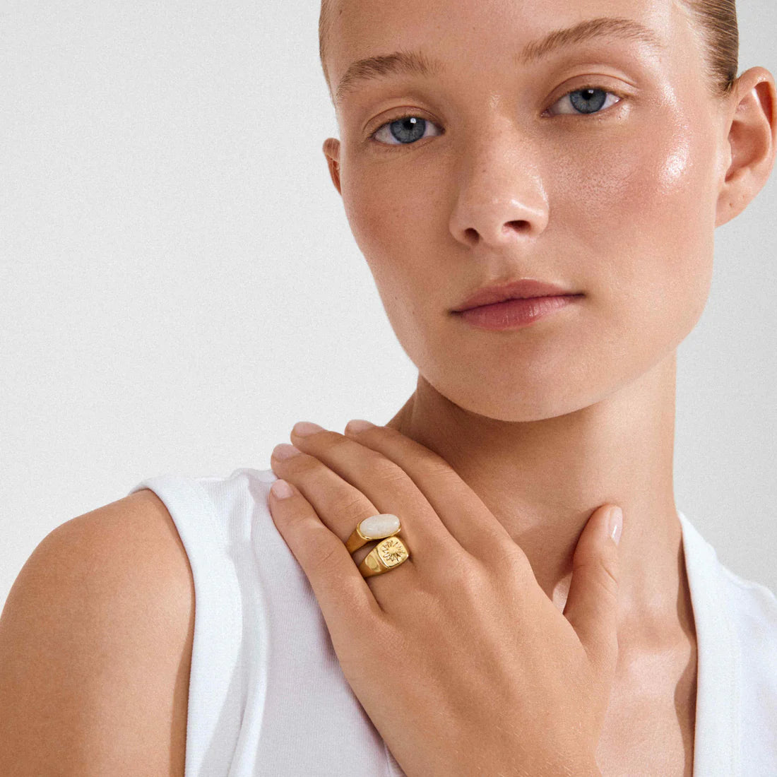 PILGRIM PRISM RECYCLED SIGNET RINGS 2-IN-1 SET - GOLD