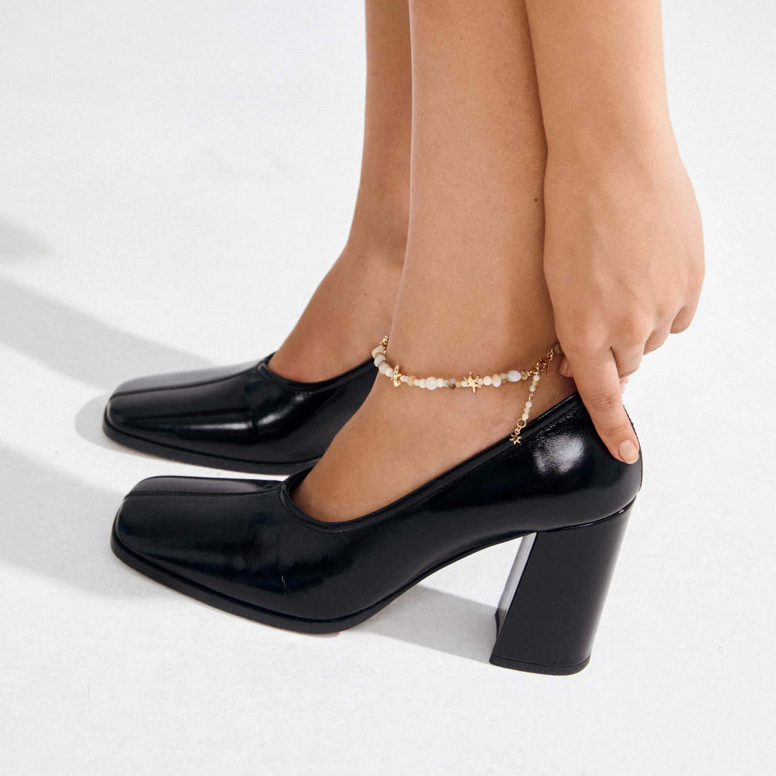 PILGRIM PRISM ANKLE CHAIN - WHITE GOLD