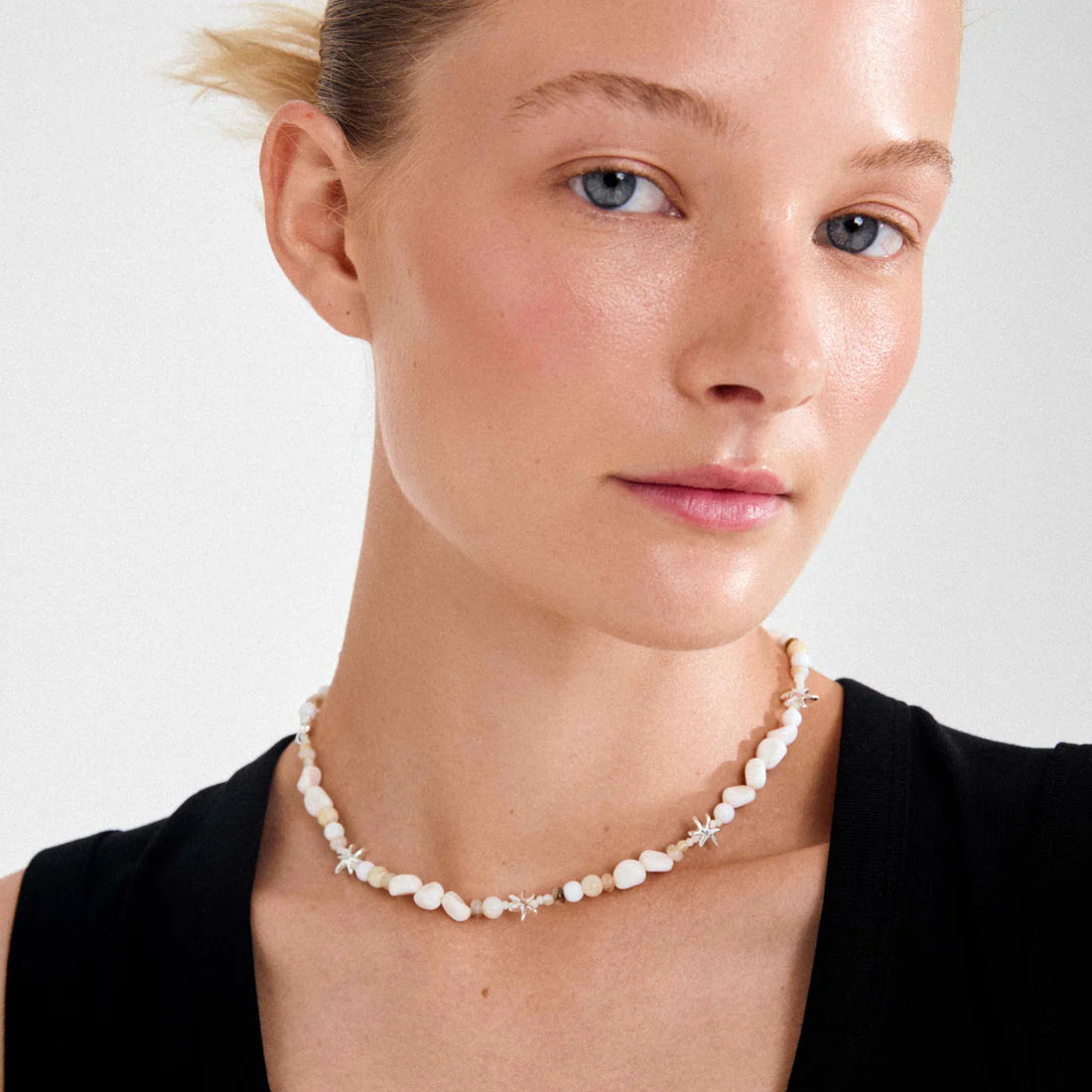 PILGRIM PRISM BEADS NECKLACE - WHITE GOLD