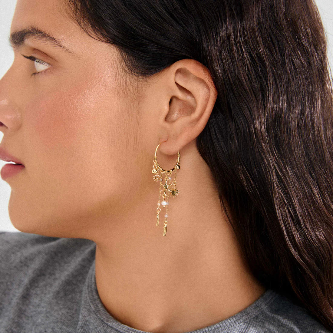 PILGRIM PRISM HOOP EARRINGS - GOLD