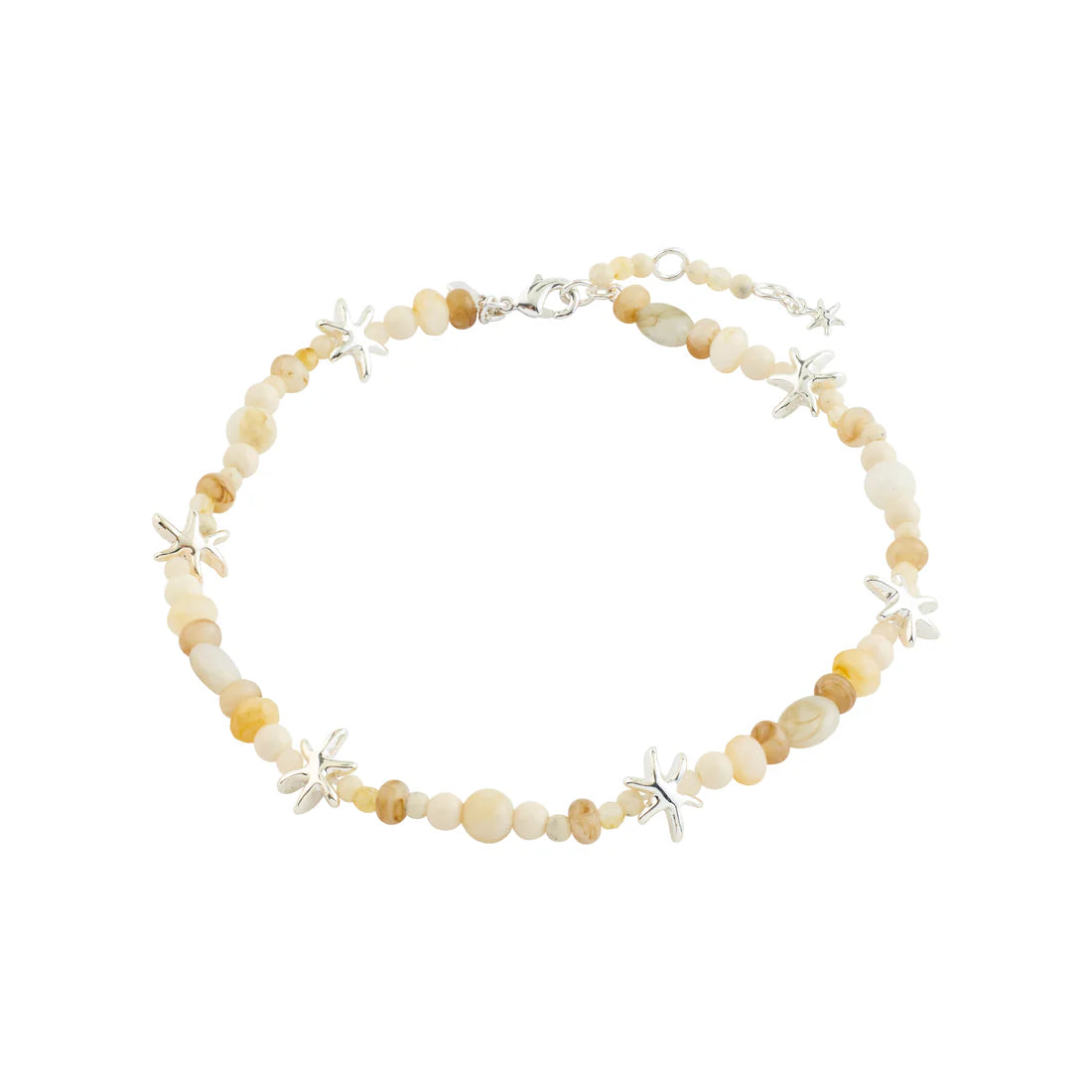 PILGRIM PRISM ANKLE CHAIN - WHITE SILVER