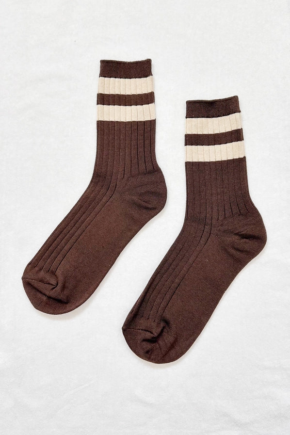 LE BON SHOPPE HER SOCKS VARSITY - ESPRESSO