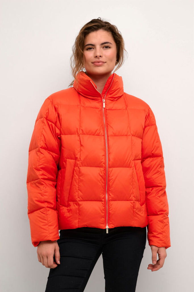 Orange puffer hotsell jacket womens