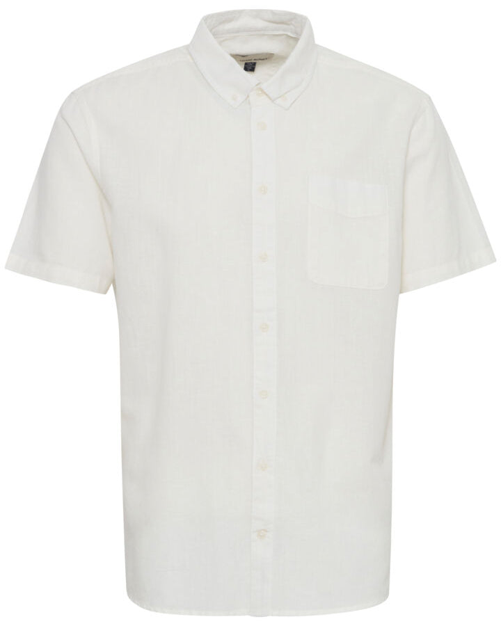 BLEND SHORT SLEEVED BUTTON DOWN SHIRT - SNOW WHITE