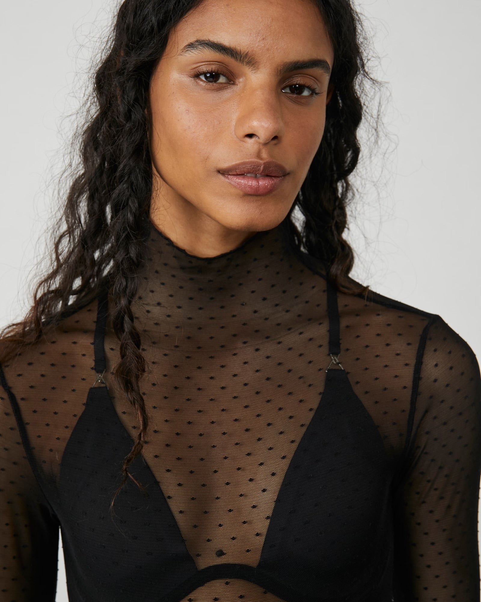 FREE PEOPLE ON THE DOT LAYERING TOP - BLACK