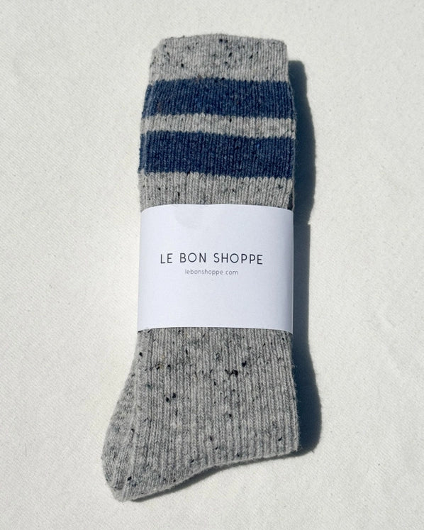 LE BON SHOPPE SOCKS VARSITY SNOW SOCKS - GREY / BLUE