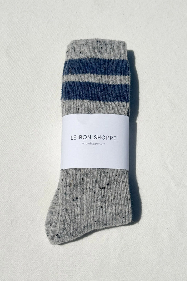 LE BON SHOPPE SOCKS VARSITY SNOW SOCKS - GREY / BLUE