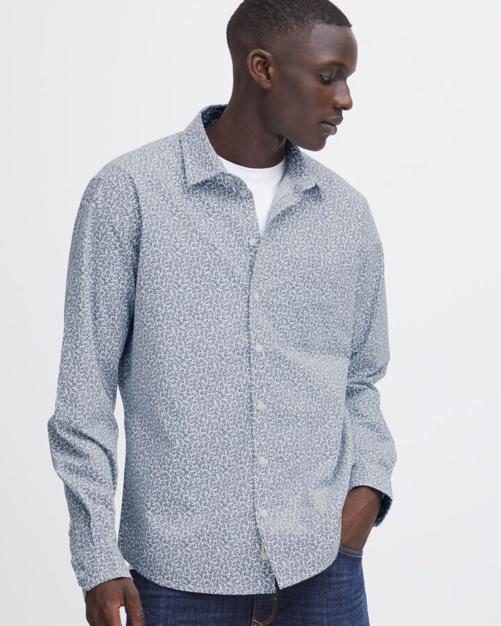 BLEND PRINTED BUTTON DOWN SHIRT - CAPTAINS BLUE