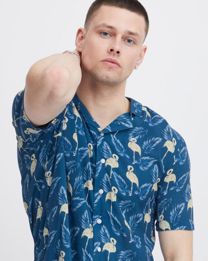 BLEND PRINTED BUTTON DOWN - NAVY