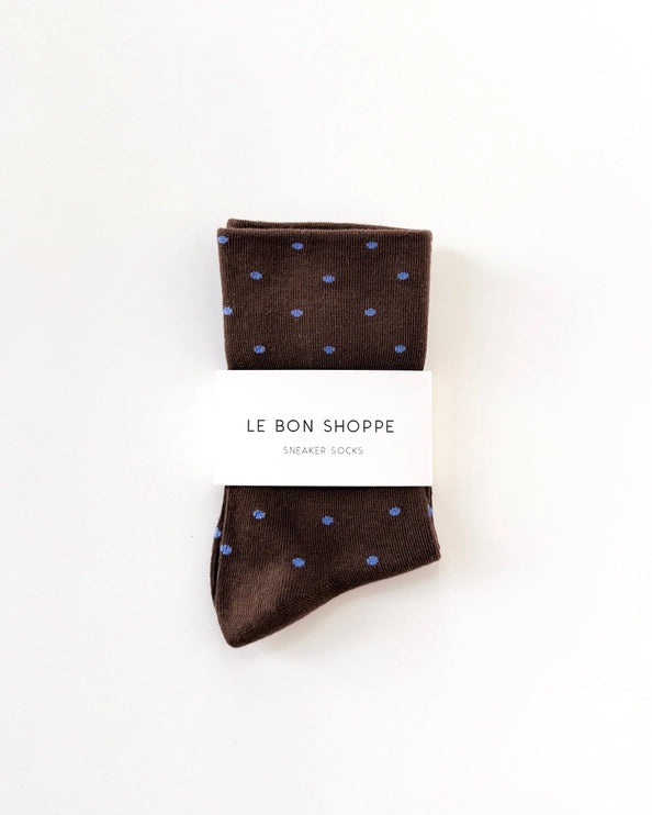 LE BON SHOPPE PRINTED SNEAKER SOCKS - CHOCOLATE BLUE