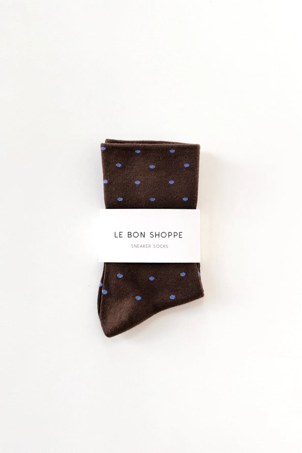 LE BON SHOPPE PRINTED SNEAKER SOCKS - CHOCOLATE BLUE