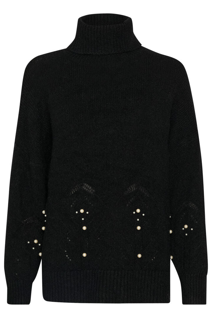 HALLIE KIMMY ROLLNECK SWEATER - BLACK - LAST SIZE L/XL