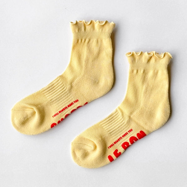 LE BON SHOPPE RUFFLED HUGGER SOCKS - BANANA CREAM