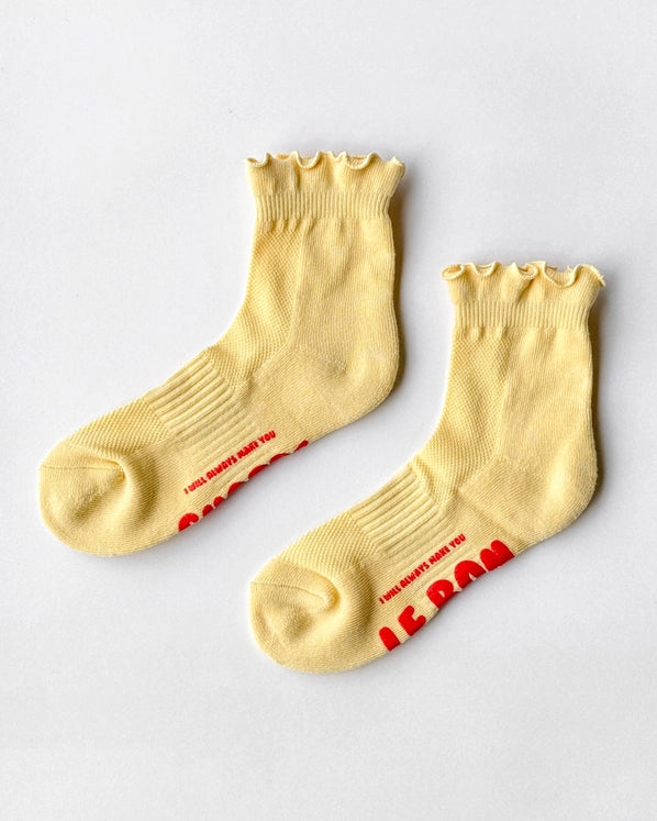 LE BON SHOPPE RUFFLED HUGGER SOCKS - BANANA CREAM