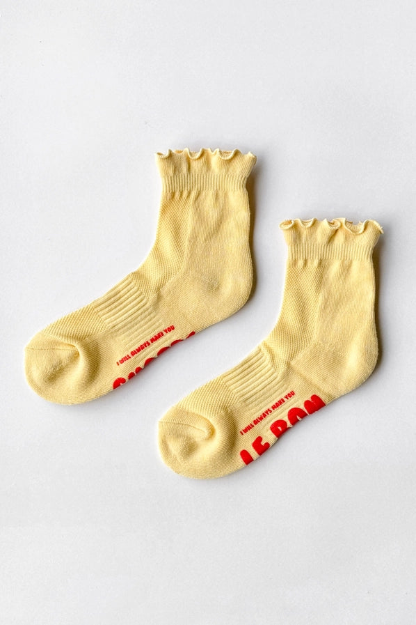LE BON SHOPPE RUFFLED HUGGER SOCKS - BANANA CREAM
