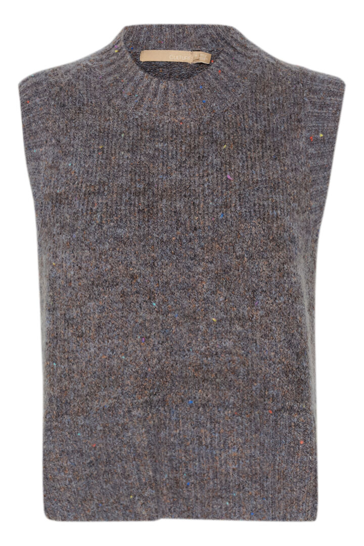 MALAY KNIT VEST - BROWN / BLUE MELANGE