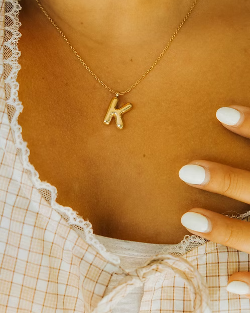GOLDEN ACRE BUBBLE LETTER NECKLACE - GOLD