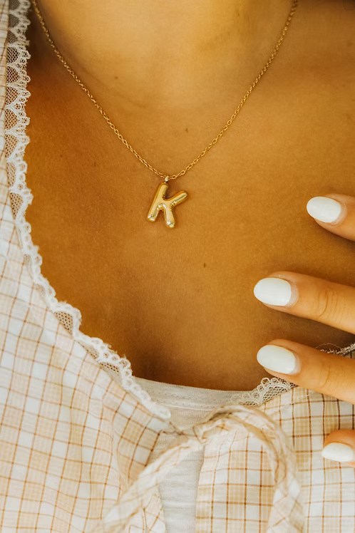 GOLDEN ACRE BUBBLE LETTER NECKLACE - GOLD