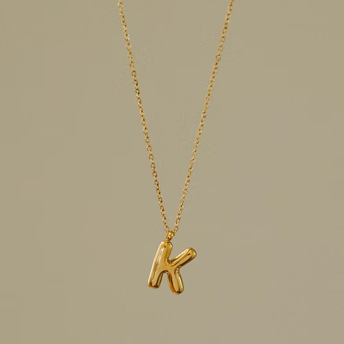 GOLDEN ACRE BUBBLE LETTER NECKLACE - GOLD