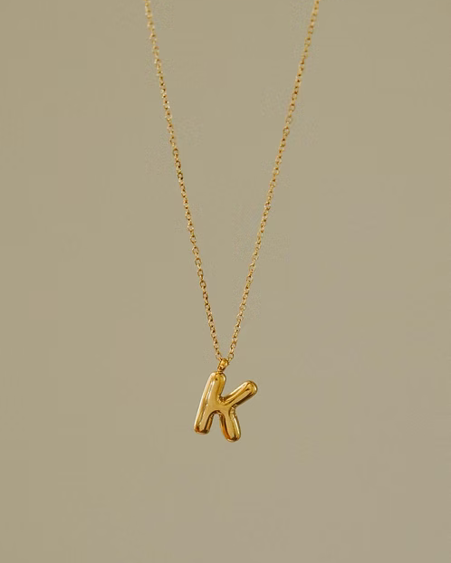 GOLDEN ACRE BUBBLE LETTER NECKLACE - GOLD