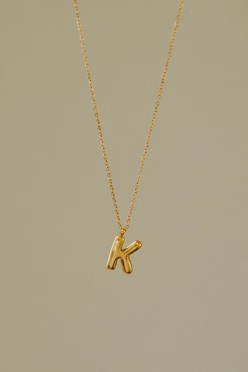 GOLDEN ACRE BUBBLE LETTER NECKLACE - GOLD