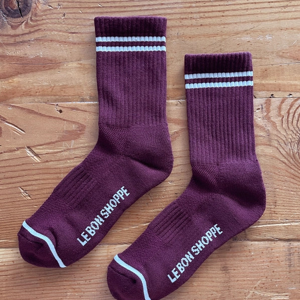 LE BON SHOPPE BOYFRIEND SOCKS - MAROON