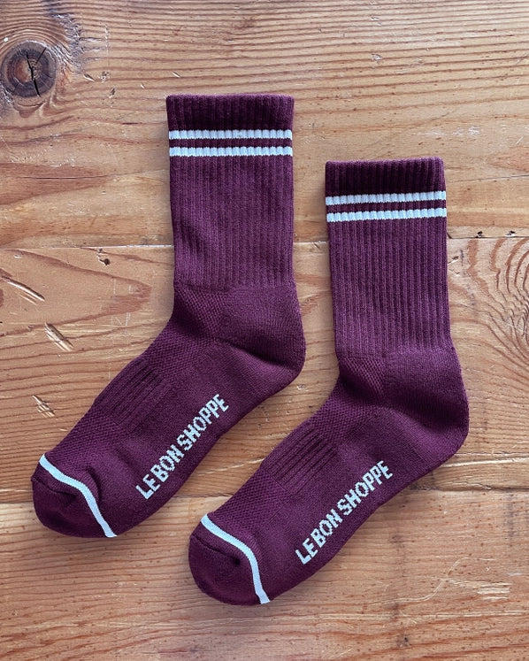 LE BON SHOPPE BOYFRIEND SOCKS - MAROON