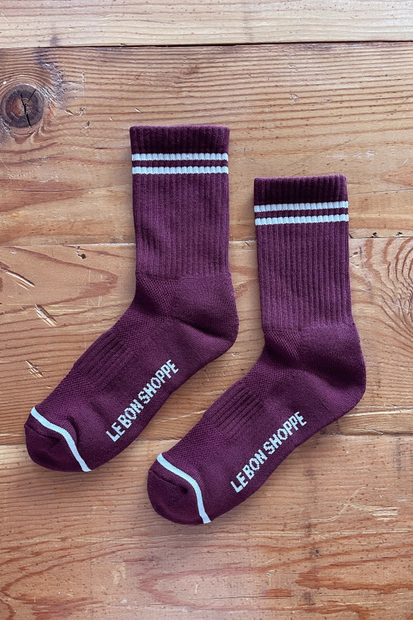 LE BON SHOPPE BOYFRIEND SOCKS - MAROON