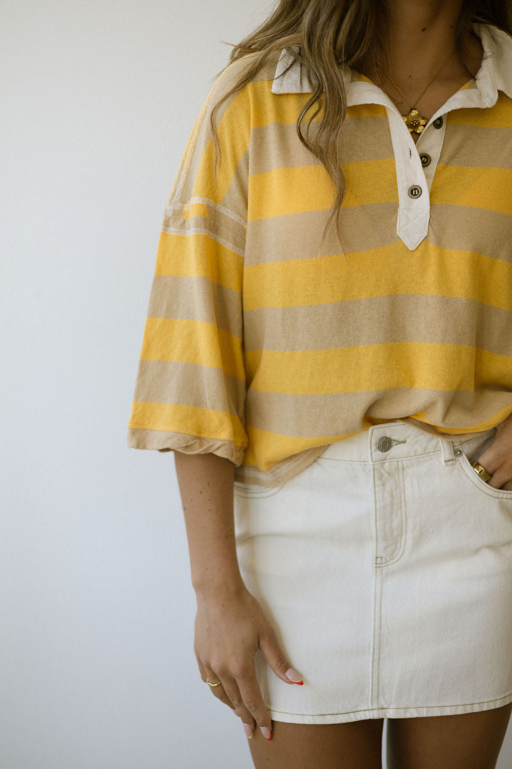 FREE PEOPLE AUGGIE TEE - OAT LATTE YELLOW
